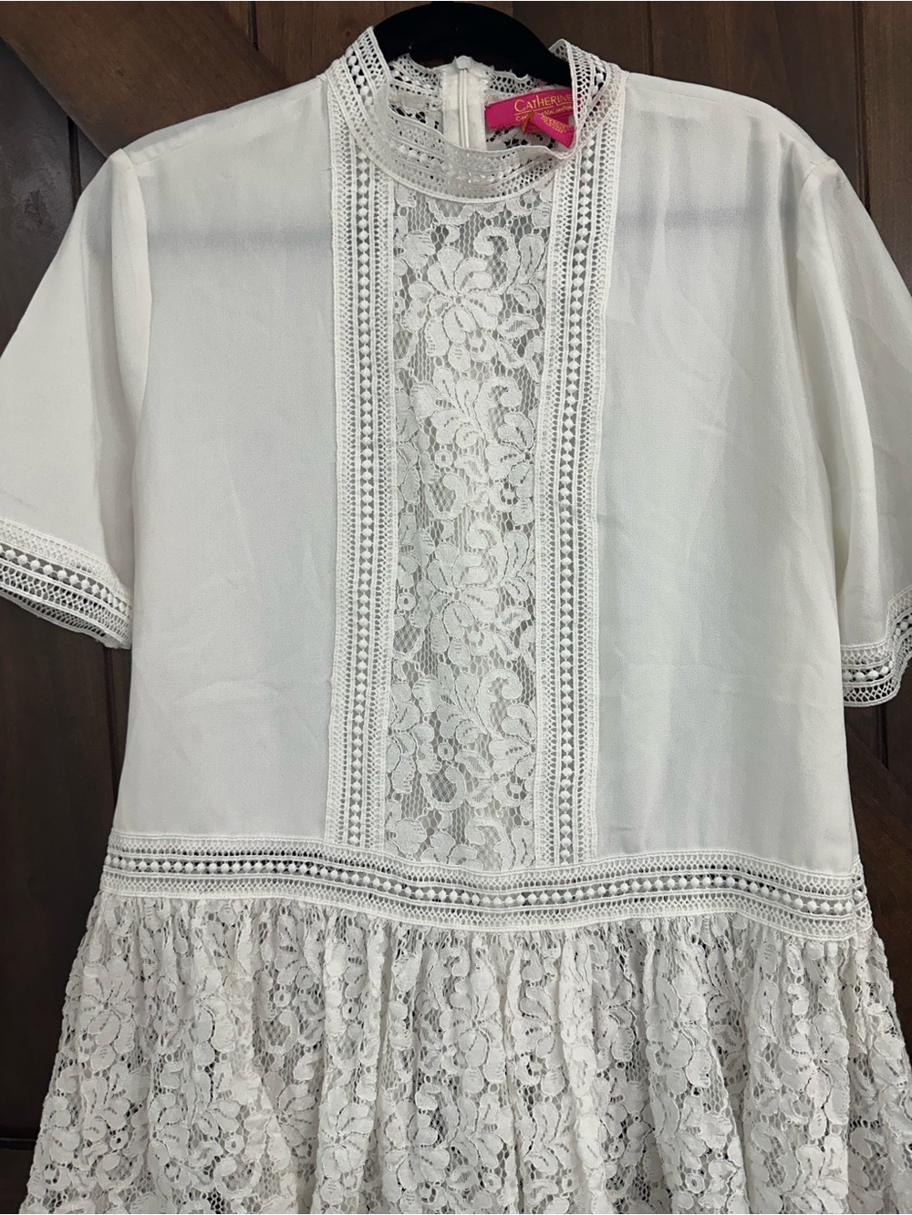 Catherines White Lace Panel Peasant Blouse